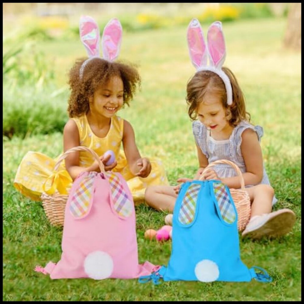 Canvas Drawstring Bunny Backpack Reusable Treat B… - image 5